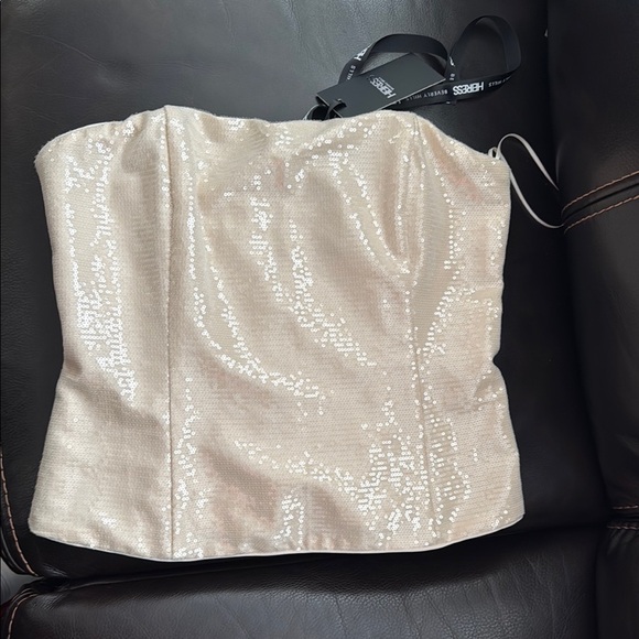 Heiress Beverly Hills Nude Sequin Strapless Tube Top sz L New - Picture 3 of 9